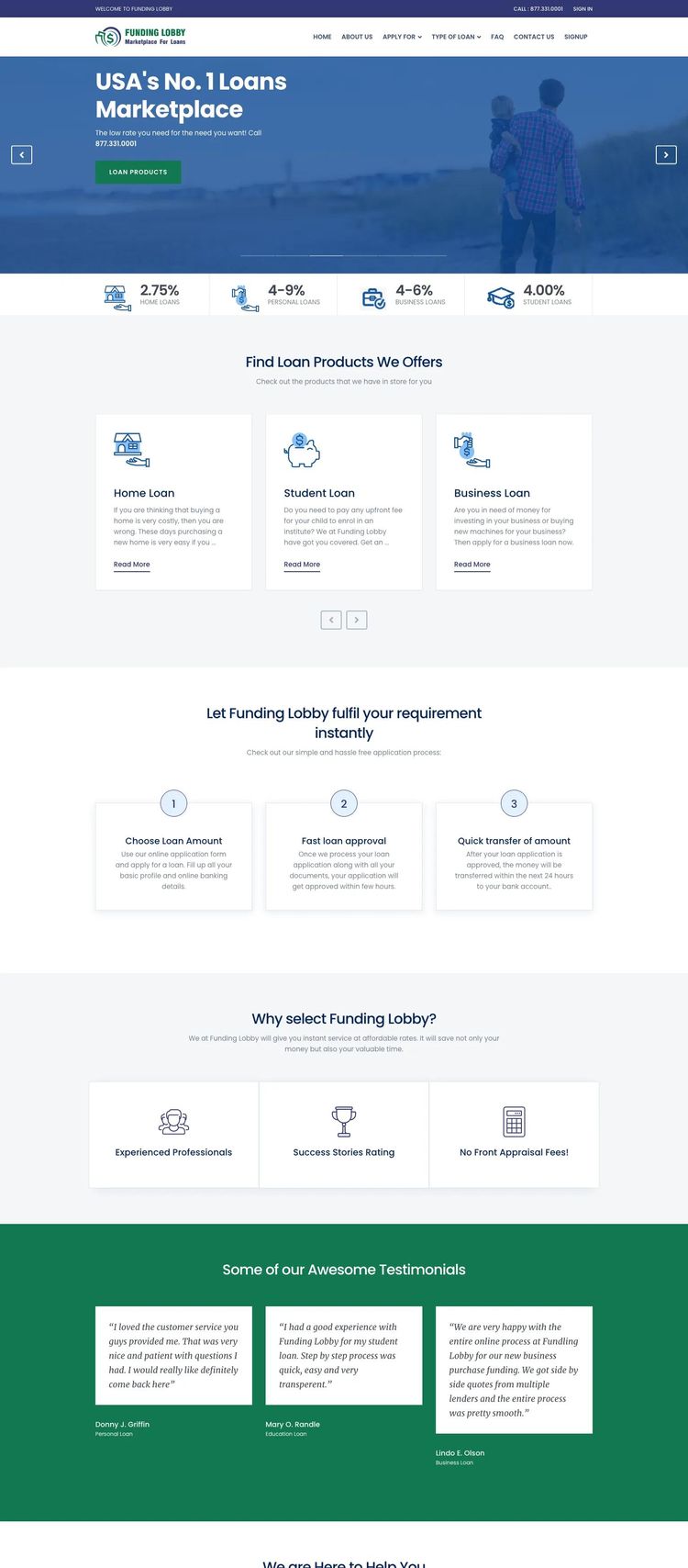 Screenshot 1 of Funding Lobby (Example Duda Business Consultant Website)