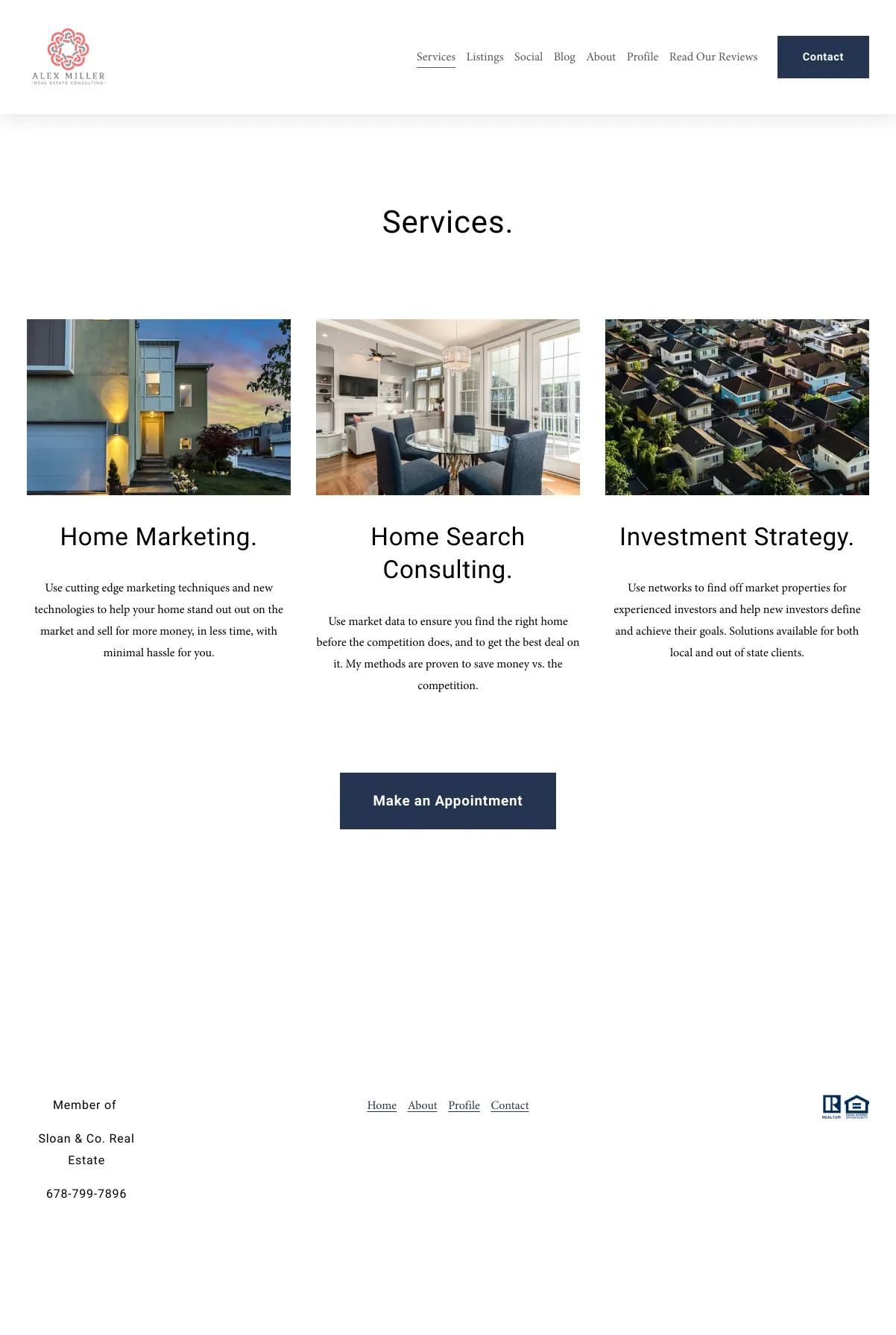 Screenshot 2 of Alex Miller Real Estate Consulting (Example Squarespace Real Estate Website)