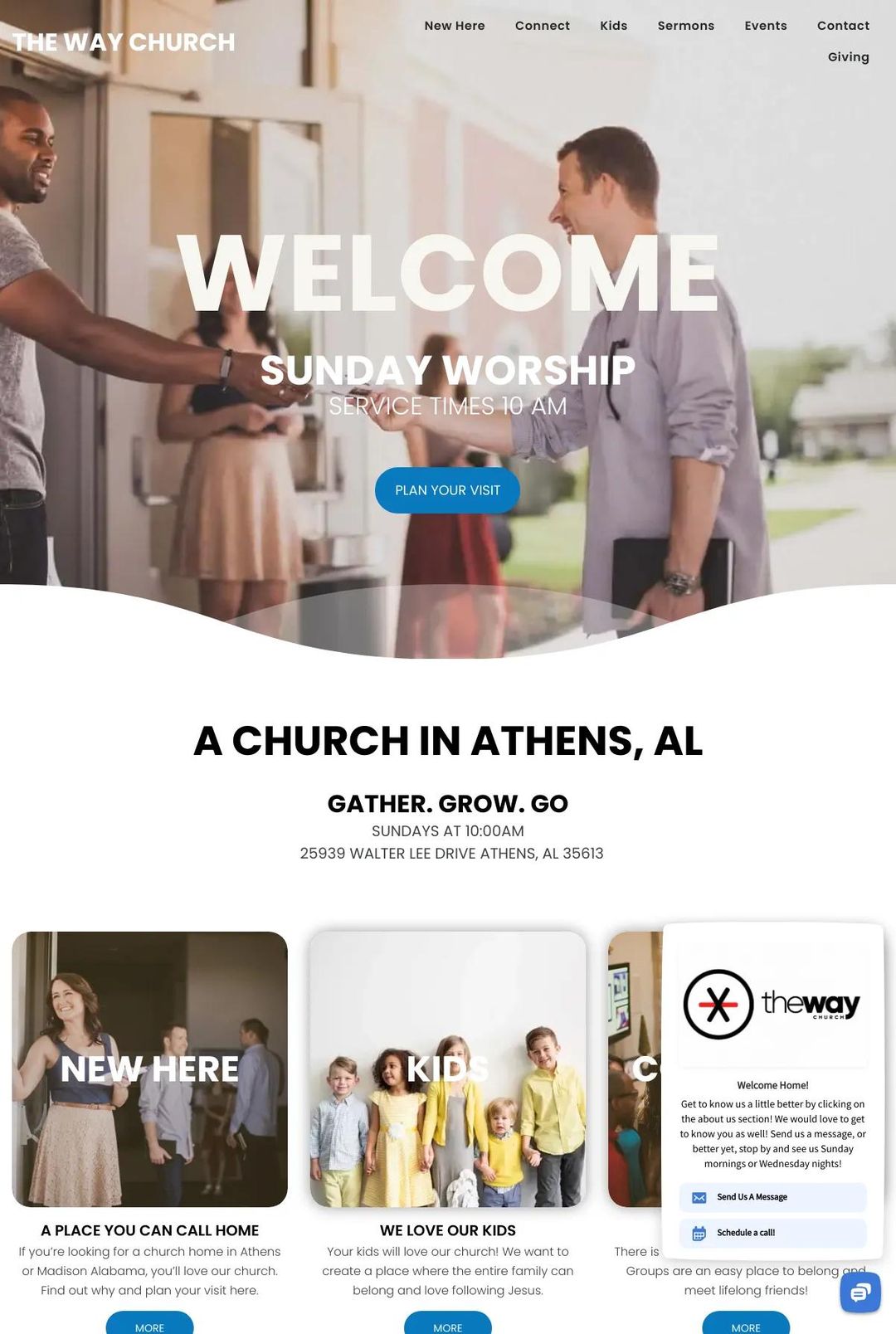 Screenshot 1 of The Way Church Athens (Example Squarespace Church Website)