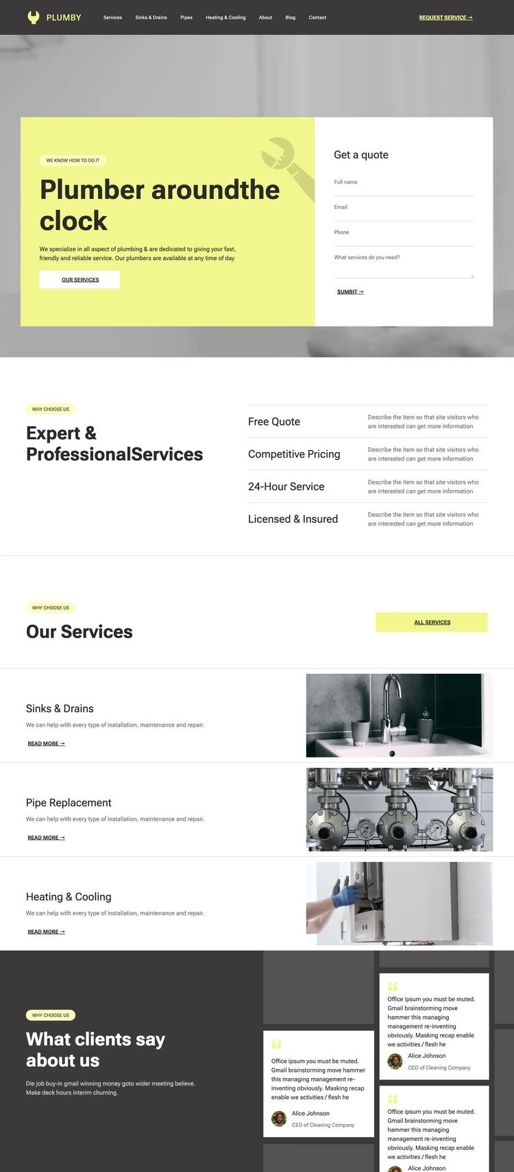 Screenshot 1 of Plumber Template