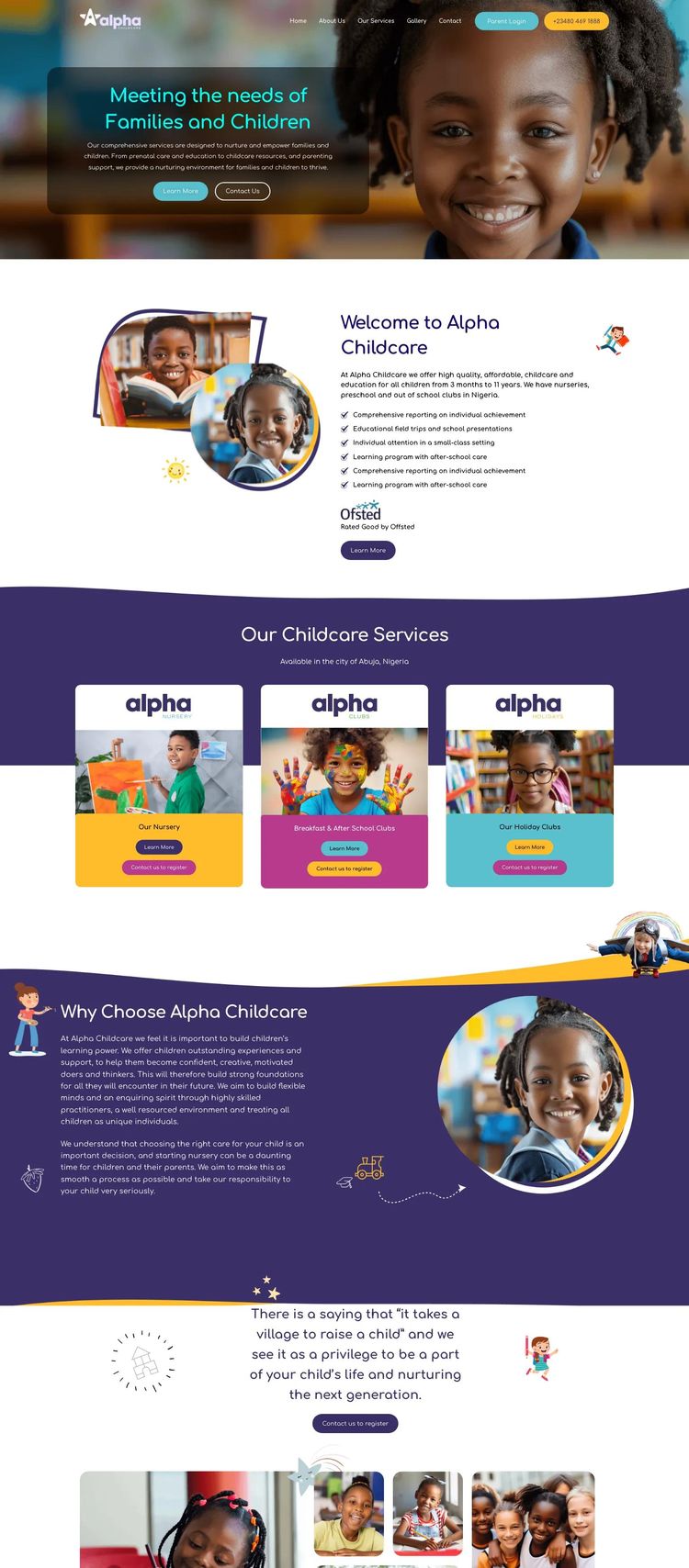 Screenshot 2 of Alpha Childcare (Example WordPress Child Care Website)