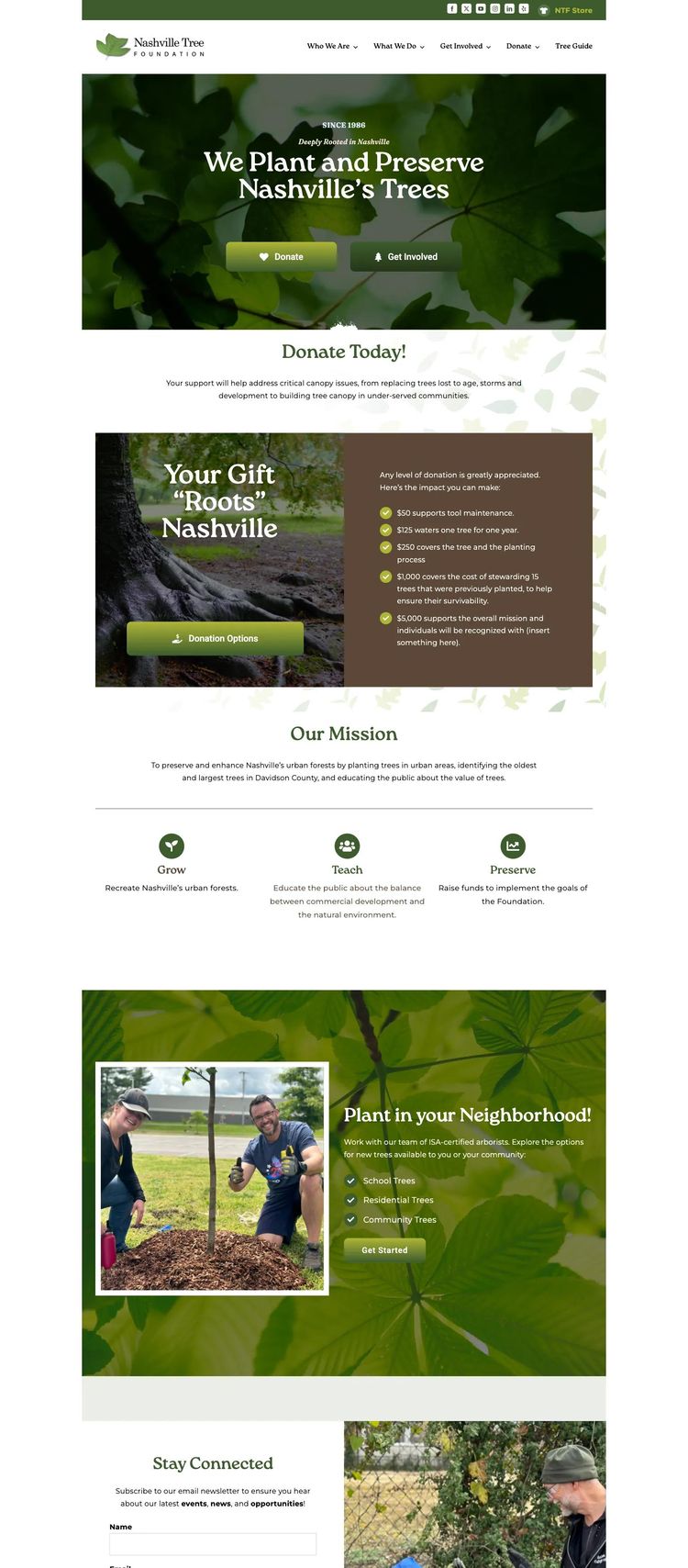 Screenshot 2 of Nashville Tree Foundation (Example WordPress Nonprofit Organization Website)