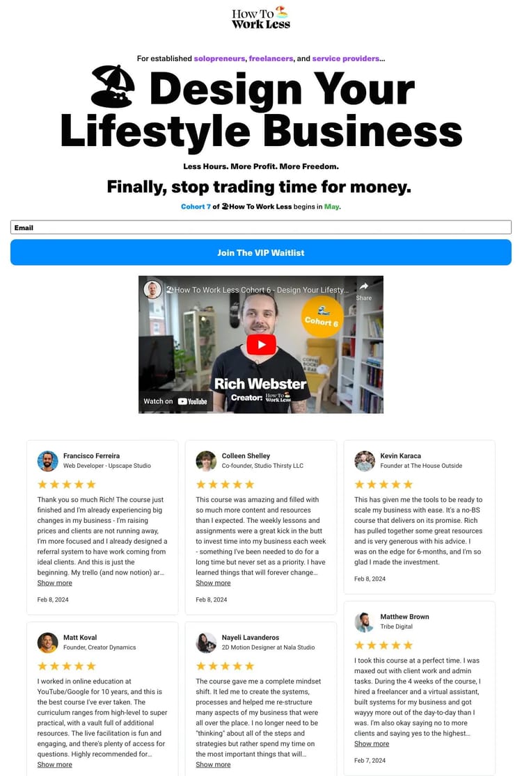 Screenshot 1 of Productivity Course (Example Leadpages Website)