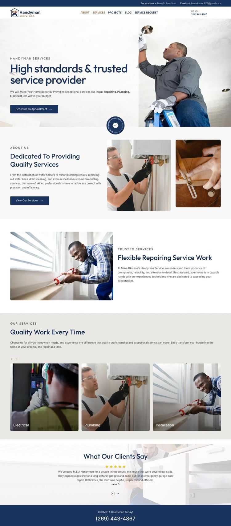 Screenshot 2 of MEA Handyman (Example WordPress Handyman Website)