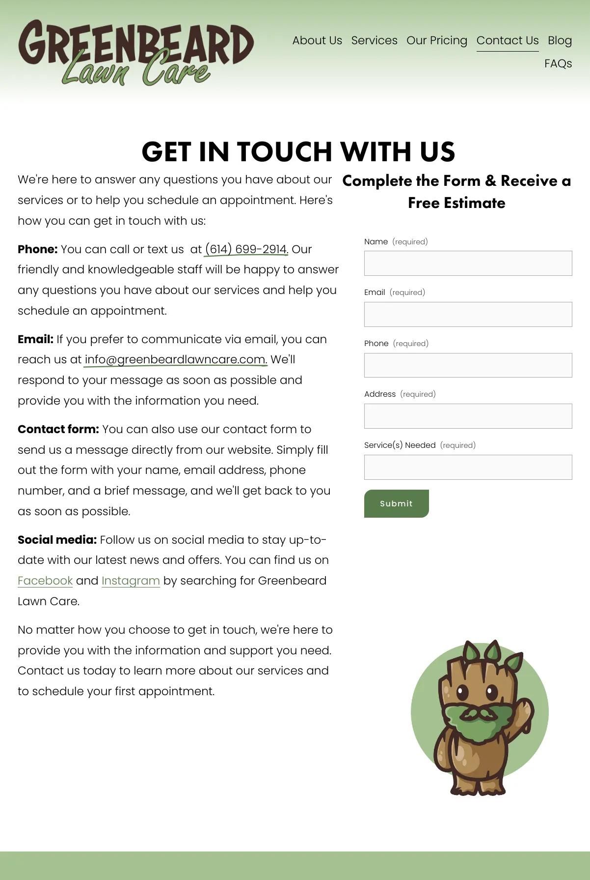 Screenshot 2 of Greenbeard Lawn Care (Example Squarespace Lawn Care Website)