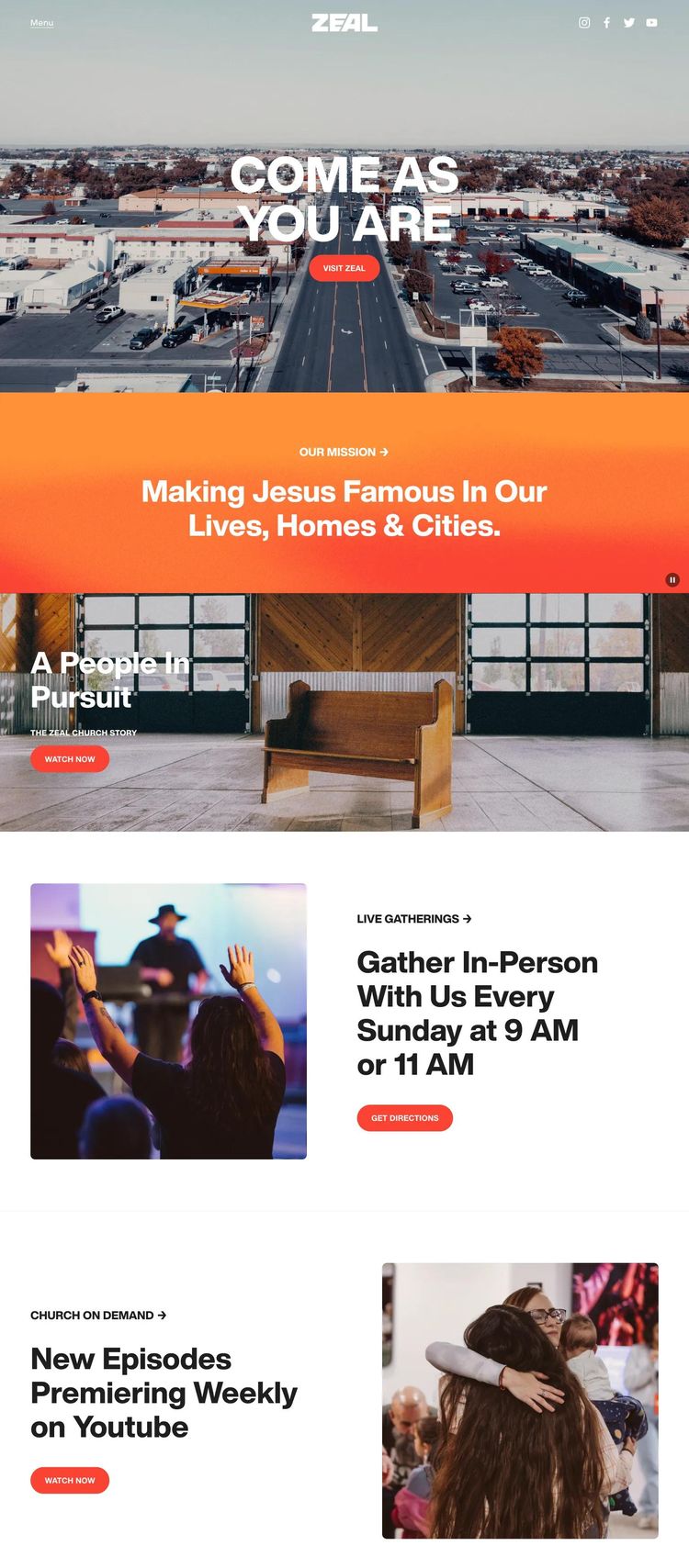 Screenshot 1 of ZEAL Church (Example Squarespace Church/Religious Organization Website)
