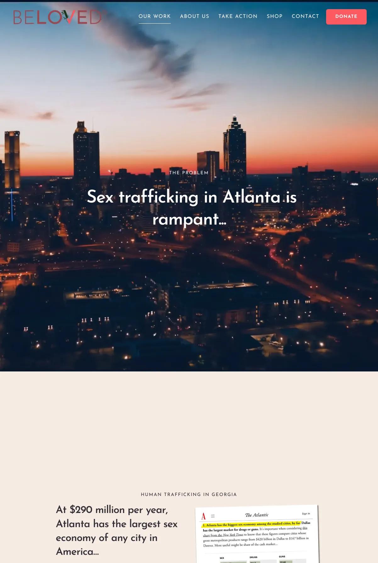 Screenshot 2 of BeLoved Atlanta (Example Squarespace Nonprofit Website)