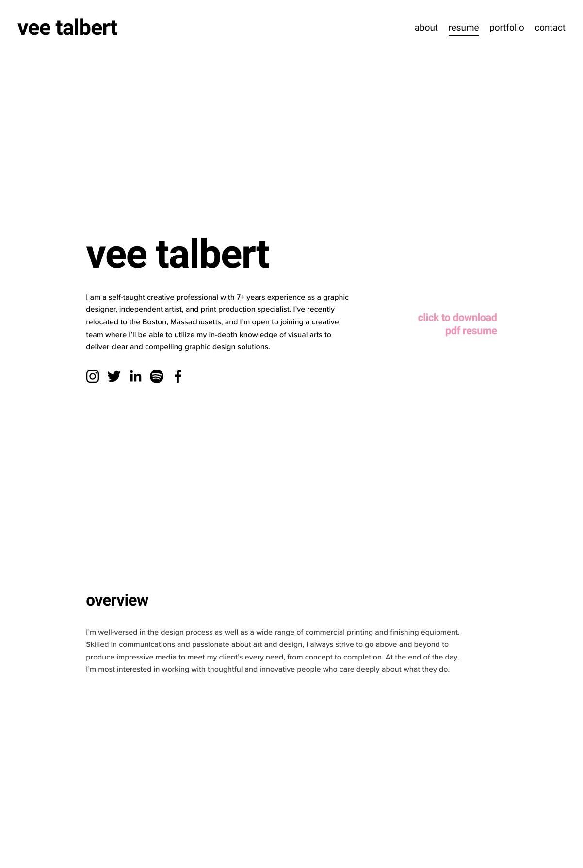 Screenshot 3 of Vee Talbert (Example Squarespace Artist Website)