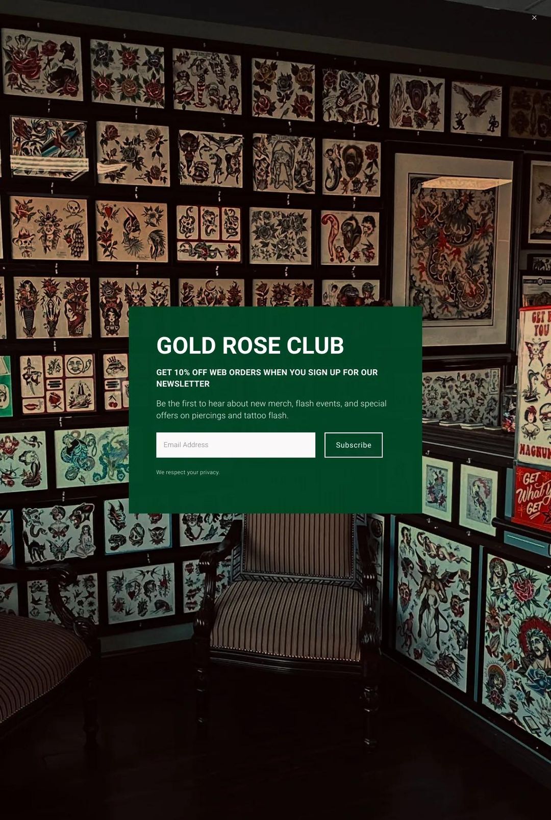 Screenshot 1 of Old Rose Tattoo (Example Squarespace Tattoo Website)