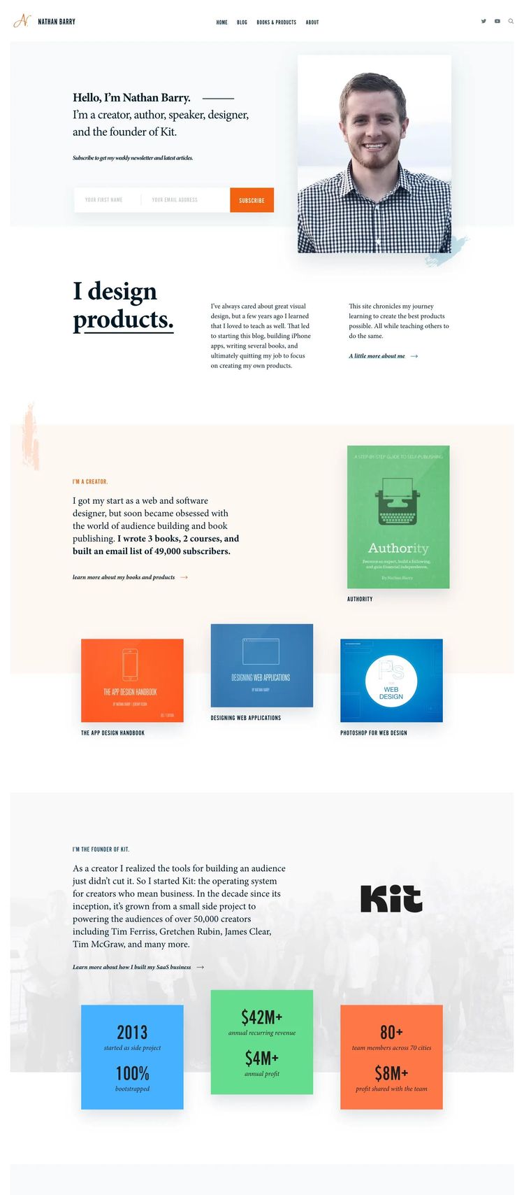 Screenshot 2 of Nathan Barry (Example WordPress Blog Website)