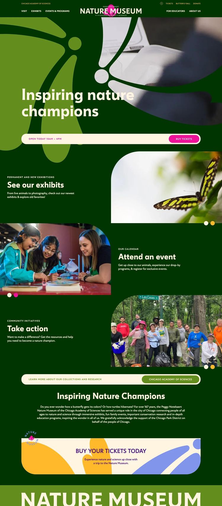 Screenshot 2 of Chicago Academy of Sciences (Example undefined Museum Website)