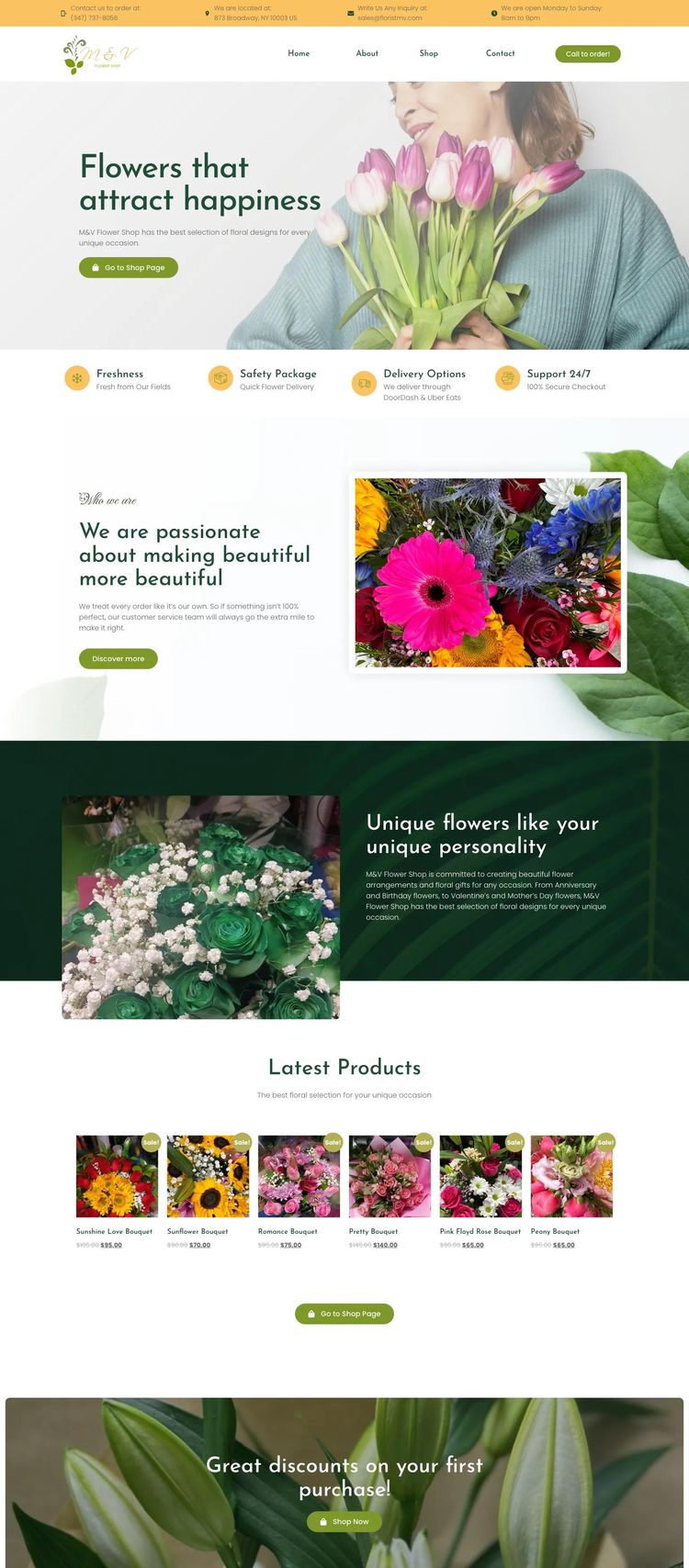 Screenshot 2 of M&V Flower Shop (Example WordPress Florist Website)