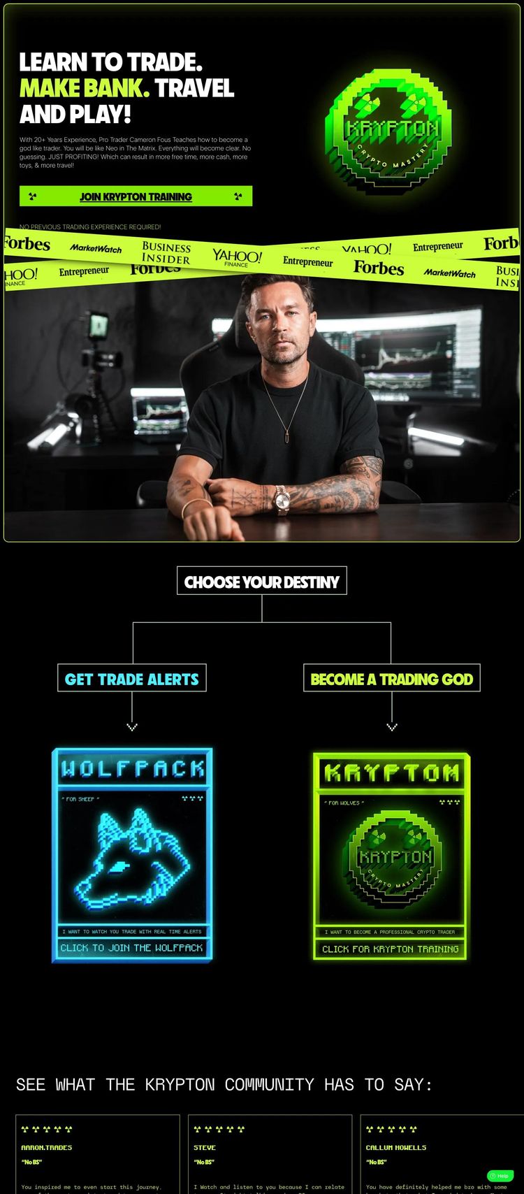 Screenshot 2 of Krypton Training (Example Webflow Cryptocurrency Website)