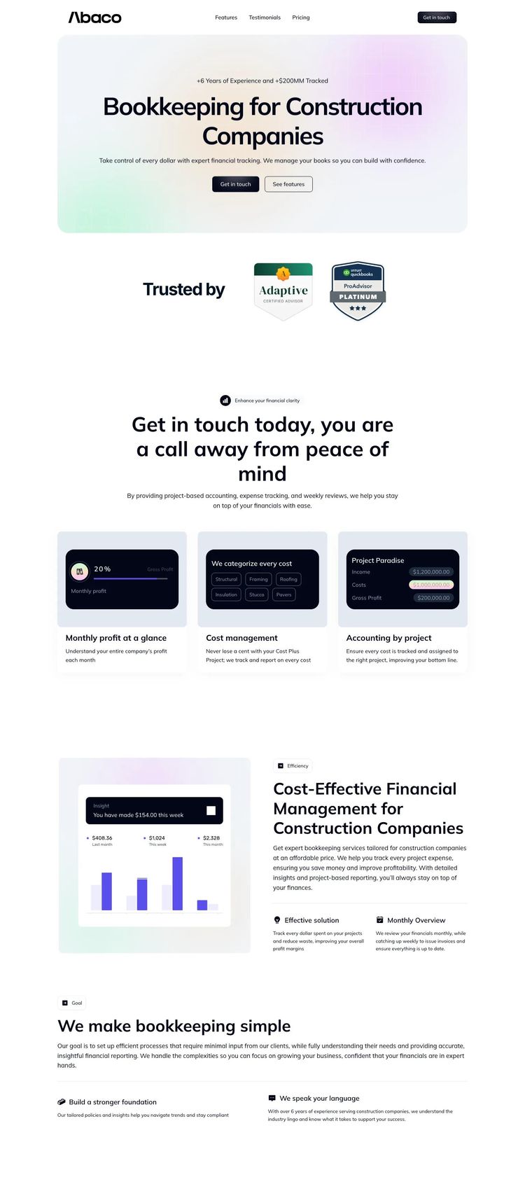 Screenshot 2 of Abaco (Example Framer Accountant/Tax Services Website)