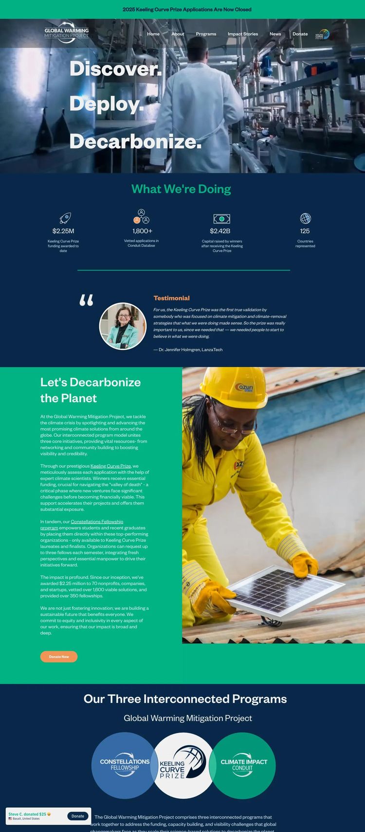 Screenshot 1 of Global Warming Mitigation Project (Example Squarespace Nonprofit Organization Website)