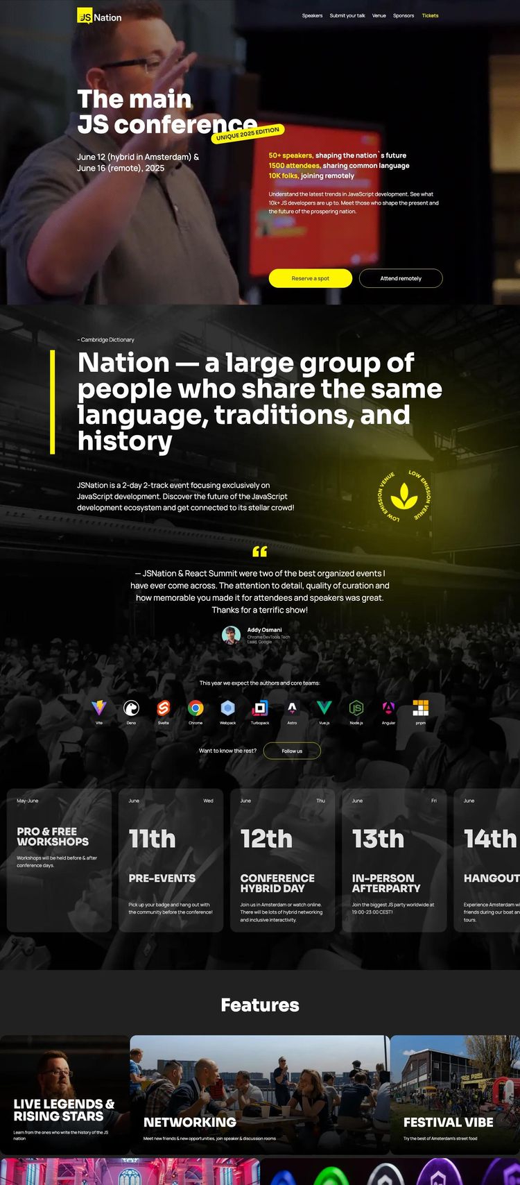 Screenshot 2 of JSNation (Example Svelte Conference Website)