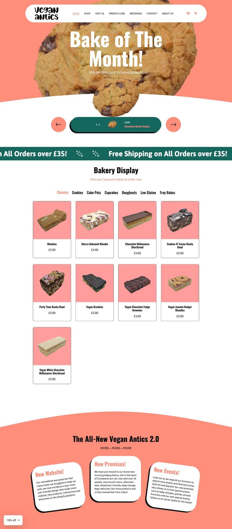 Screenshot 2 of Vegan Antics (Example Shopify Bakery Website)