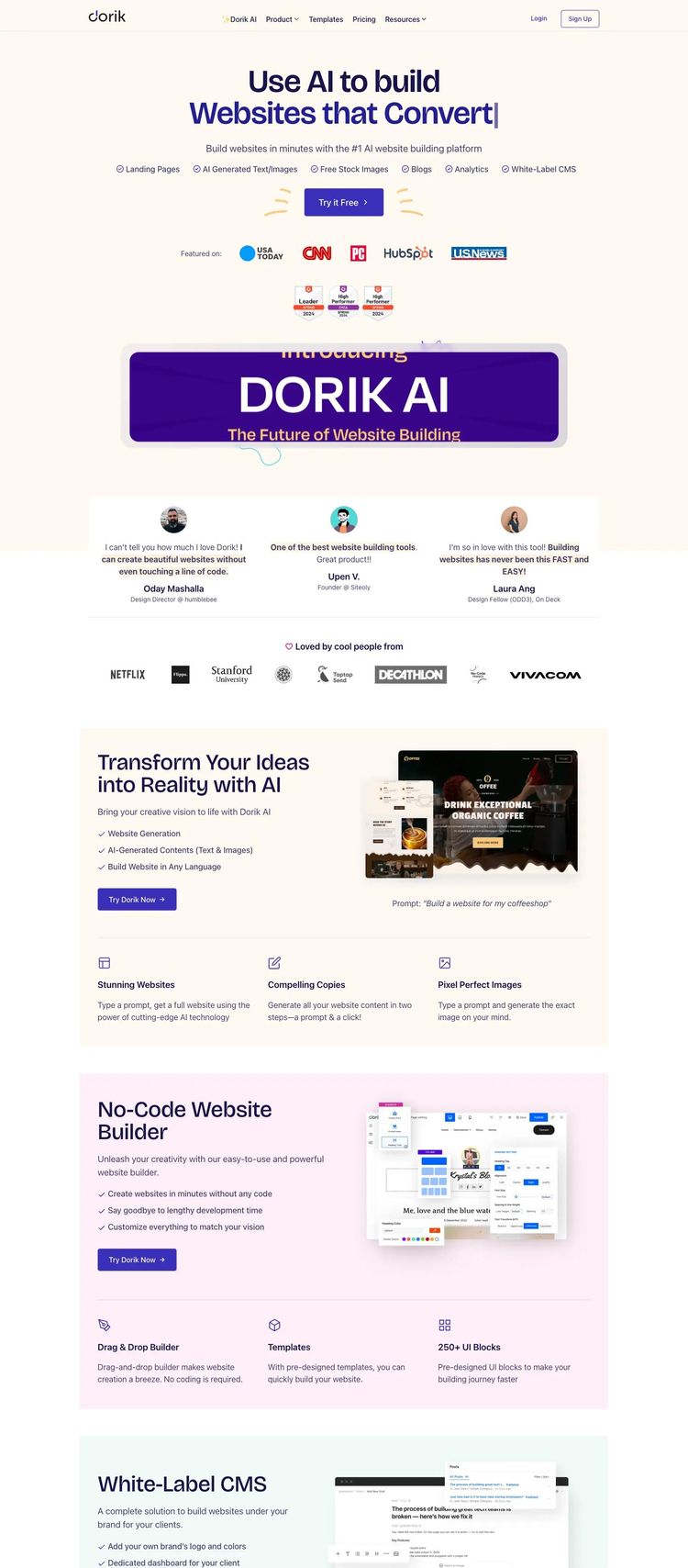 Screenshot 2 of Dorik (Example Framer Software Development Website)