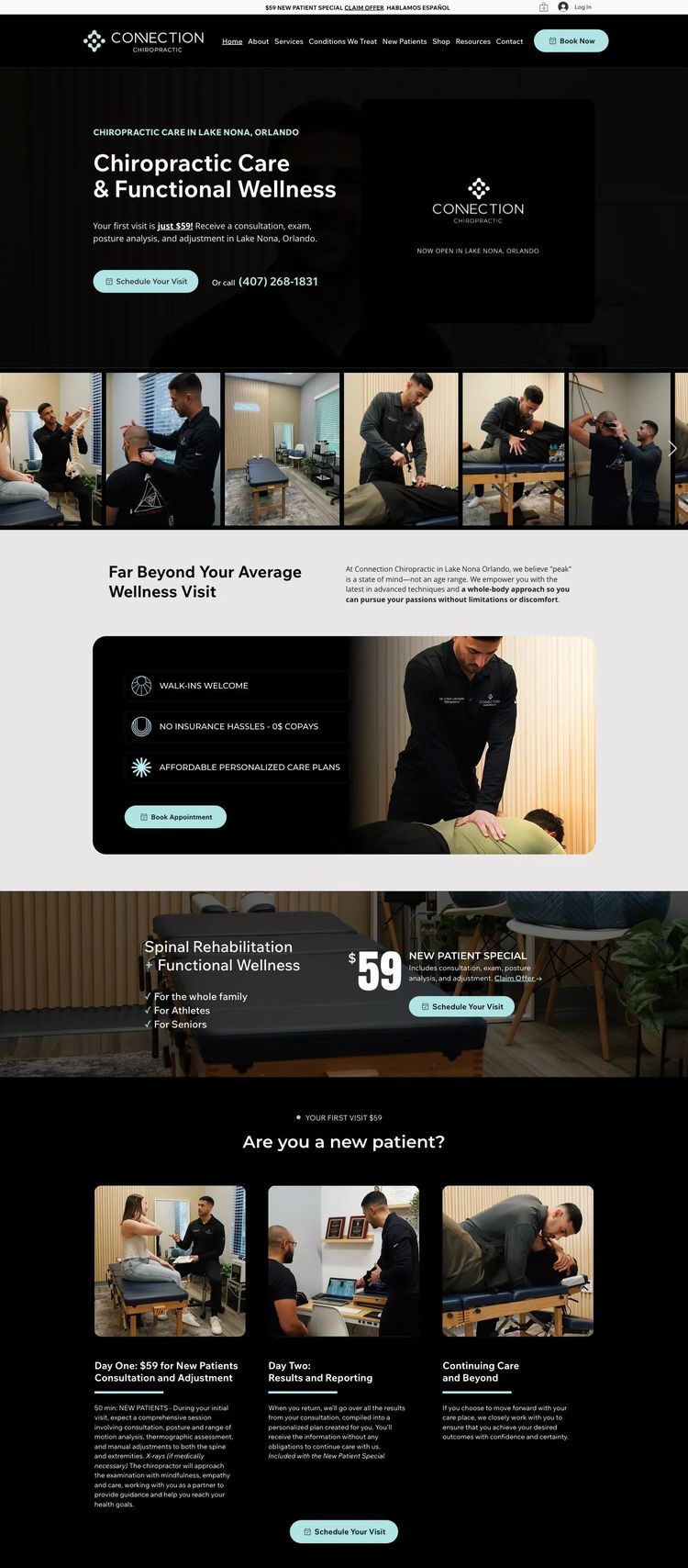 Screenshot 1 of Connection Chiropractic (Example Wix Chiropractor Website)