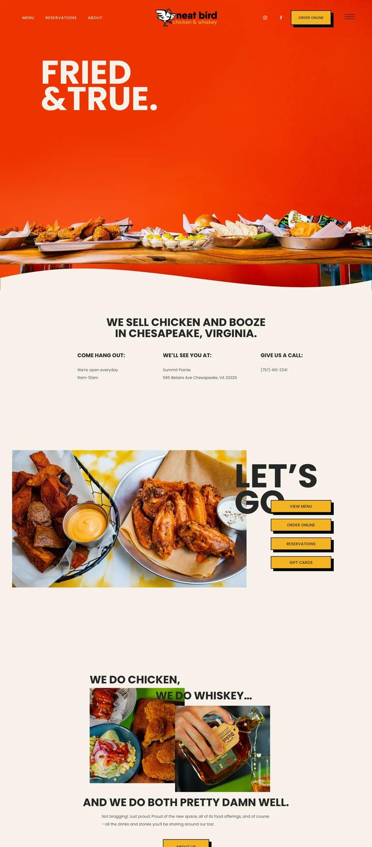 Screenshot 2 of Neat Bird (Example Squarespace Restaurant Website)