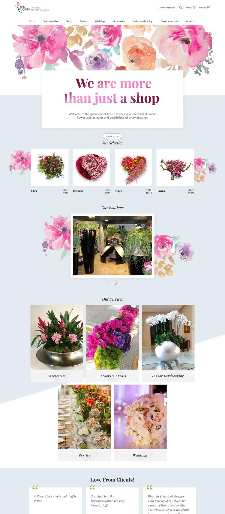 Screenshot 2 of Art and Flower (Example Shopify Florist Website)