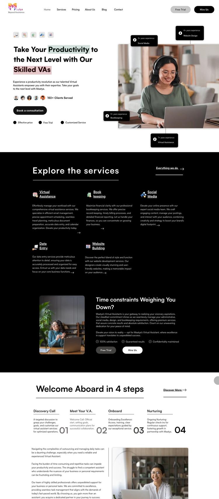 Screenshot 2 of Maatya (Example Wix Virtual Assistant Website)