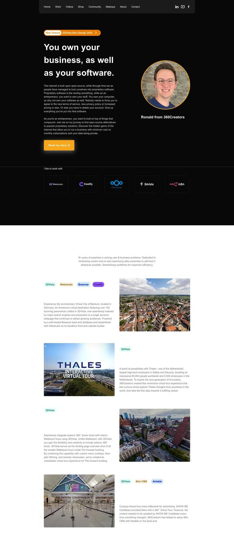 Screenshot 1 of 360Creators (Example Webstudio Website)