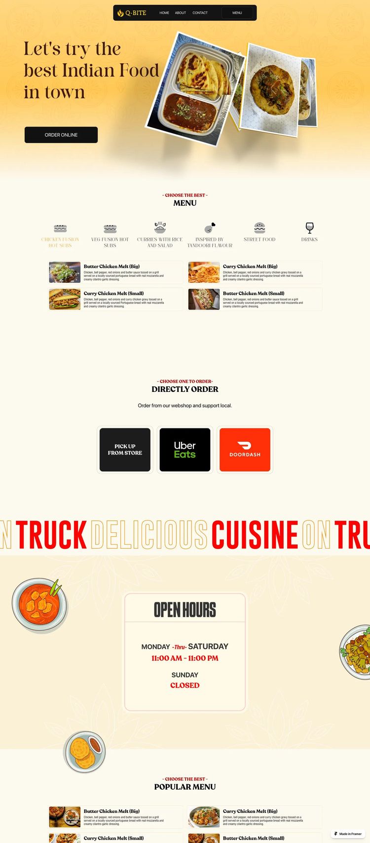Screenshot 2 of Qbite (Example Framer Restaurant Website)