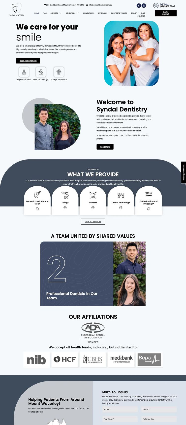 Screenshot 1 of Syndal Dentistry (Example Squarespace Dentist Website)