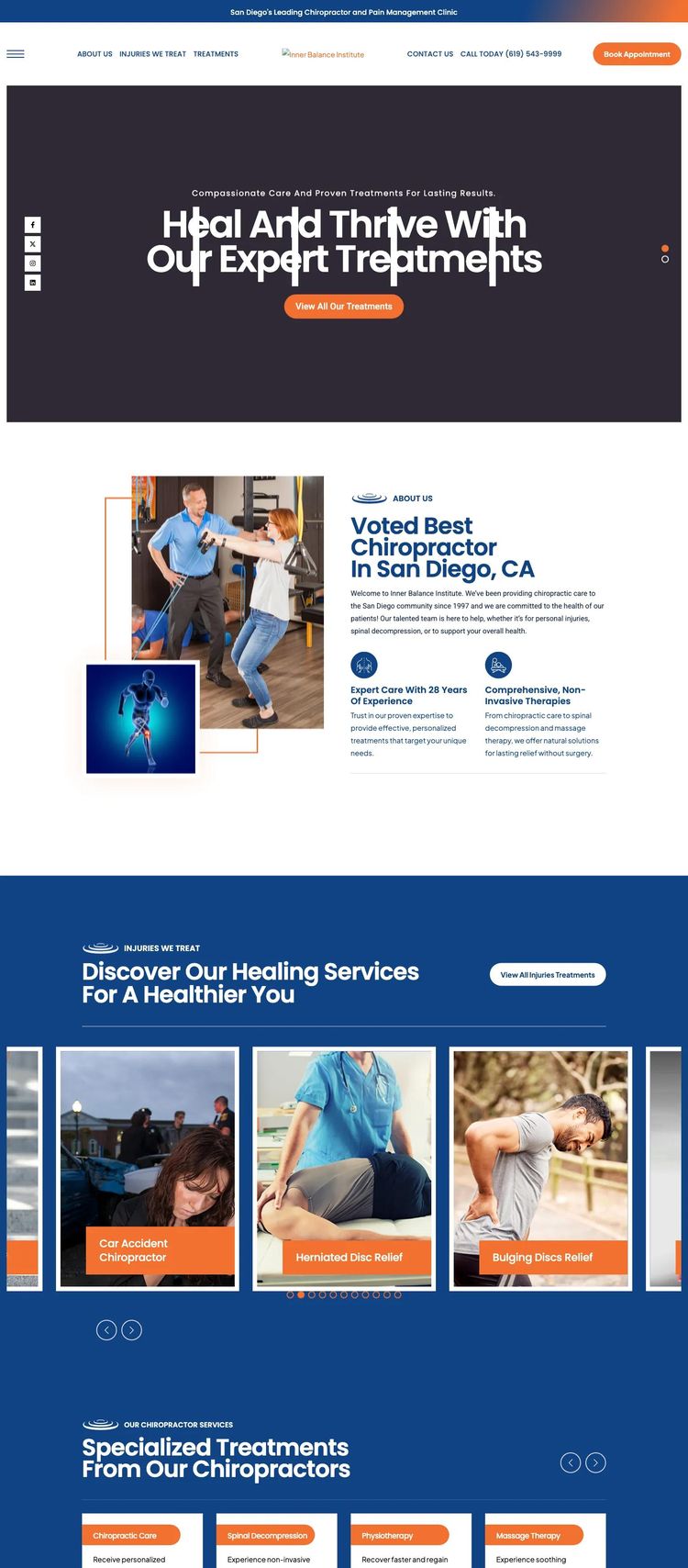 Screenshot 2 of Inner Balance Institute (Example WordPress Chiropractor Website)