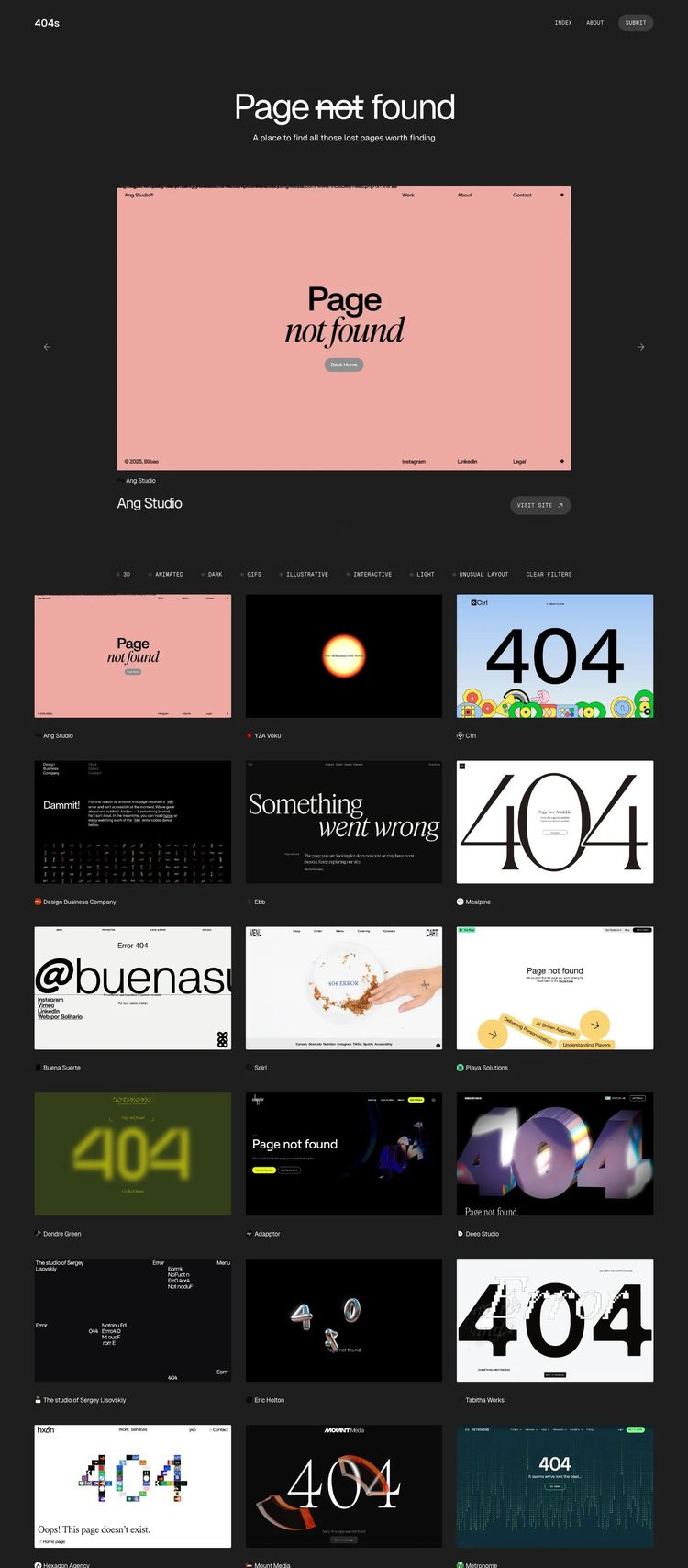 Screenshot 2 of 404s Design (Example Webflow Design Agency/Studio Website)