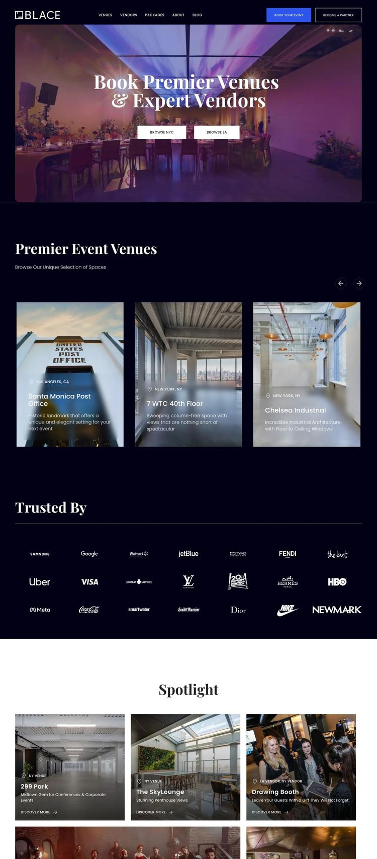 Screenshot 2 of Blace (Example Squarespace Venue Website)
