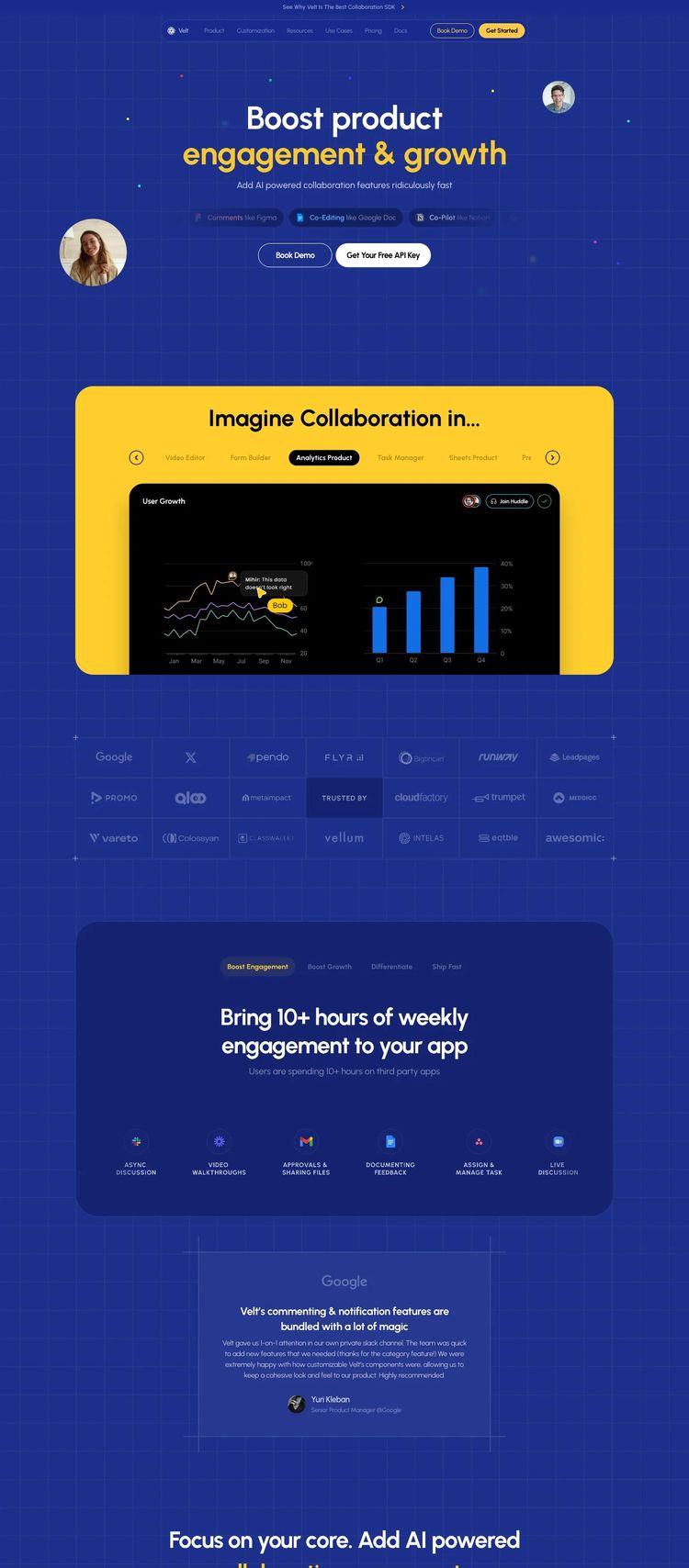 Screenshot 2 of Velt (Example Framer Productivity and Collaboration Website)