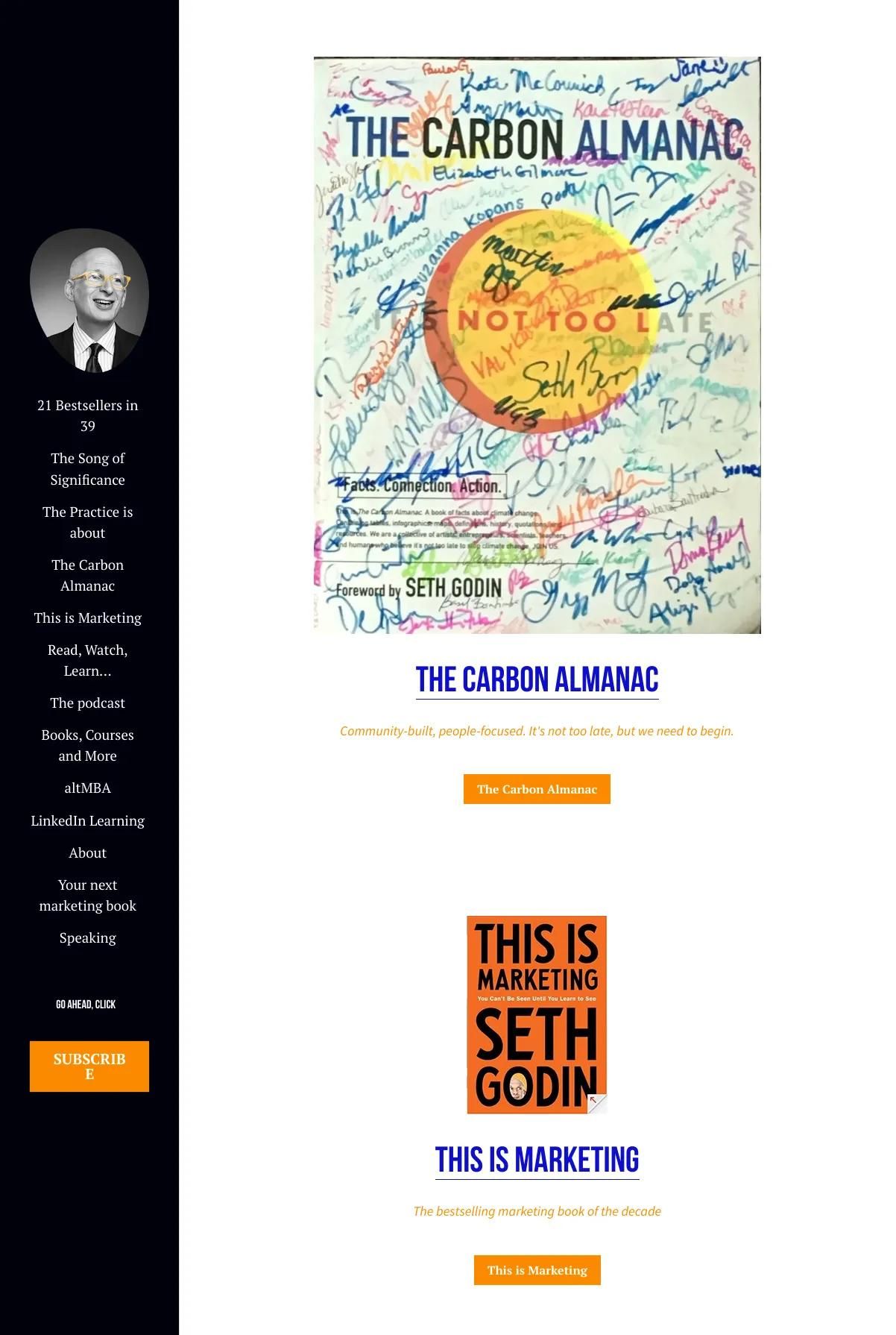 Screenshot 2 of Seth Godin (Example Strikingly Website)