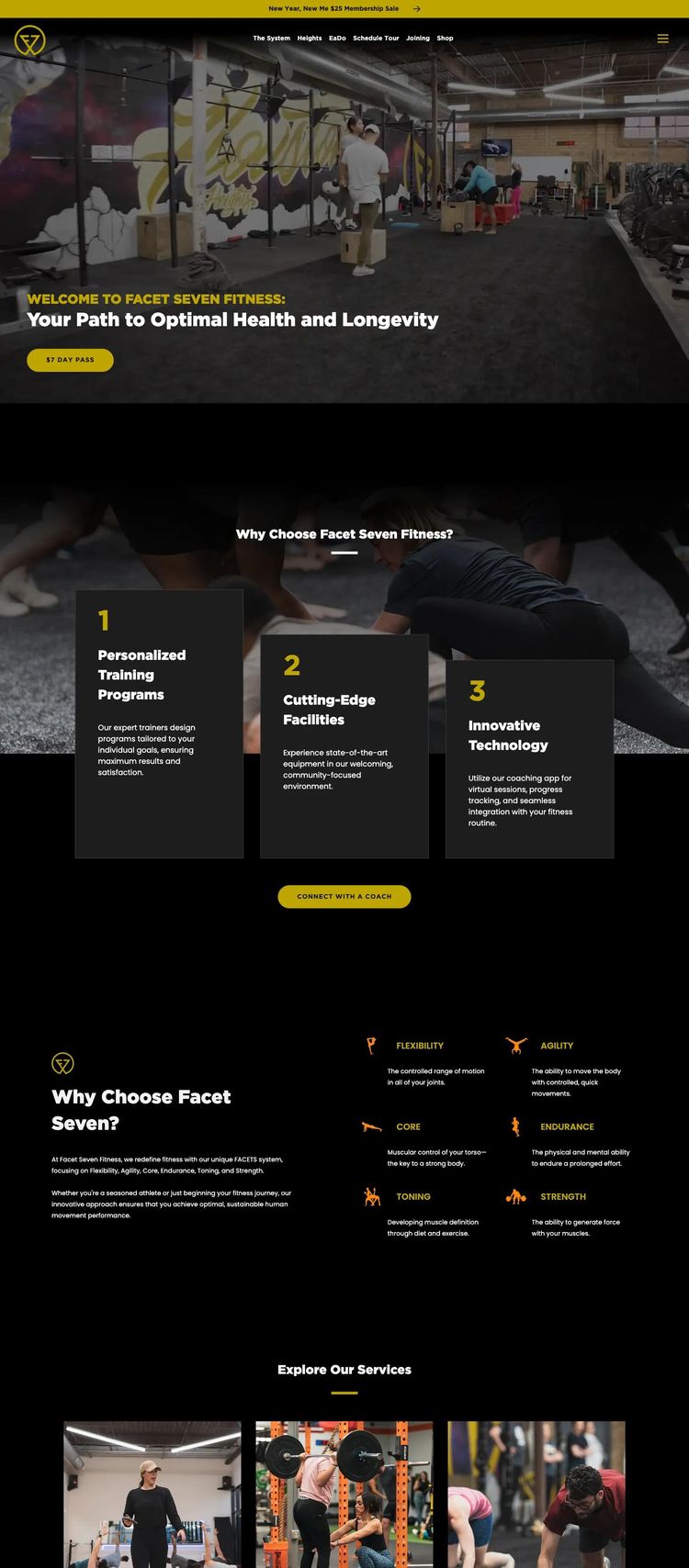 Screenshot 1 of Facet Seven Fitness (Example Webflow Fitness Website)