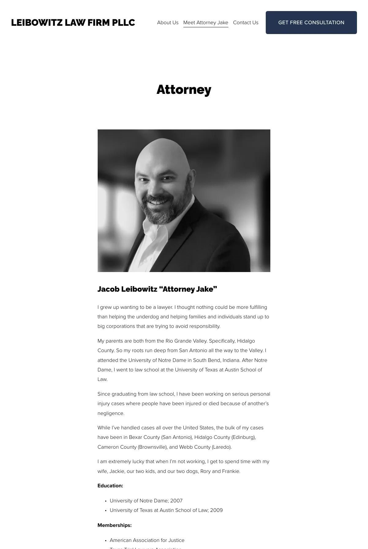 Screenshot 2 of Leibowitz Law Firm PLLC (Example Squarespace Law Firm Website)