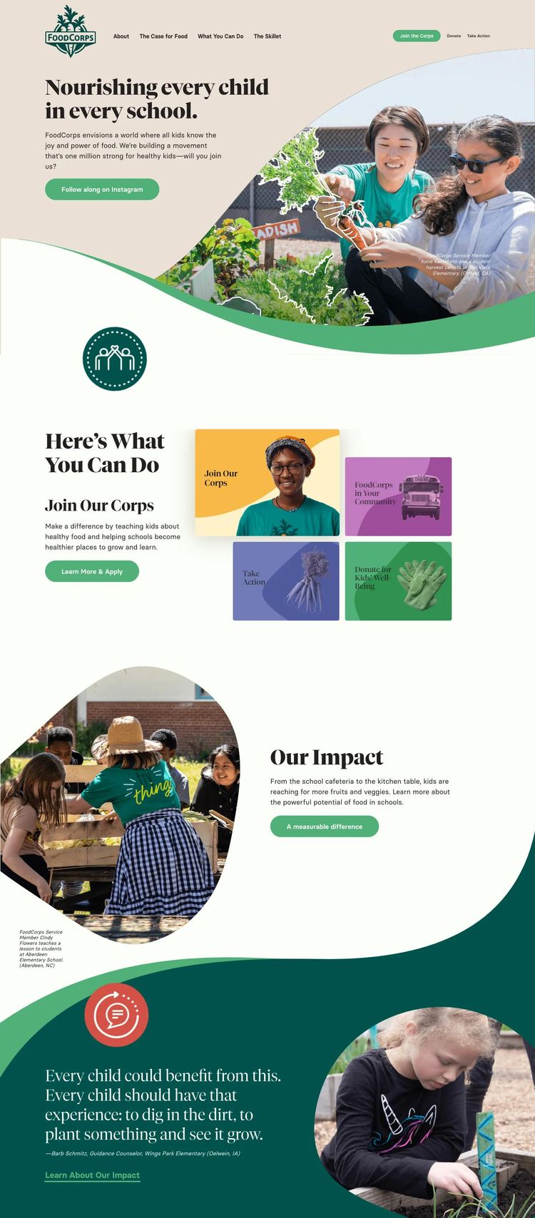 Screenshot 2 of FoodCorps (Example WordPress Nonprofit Organization Website)