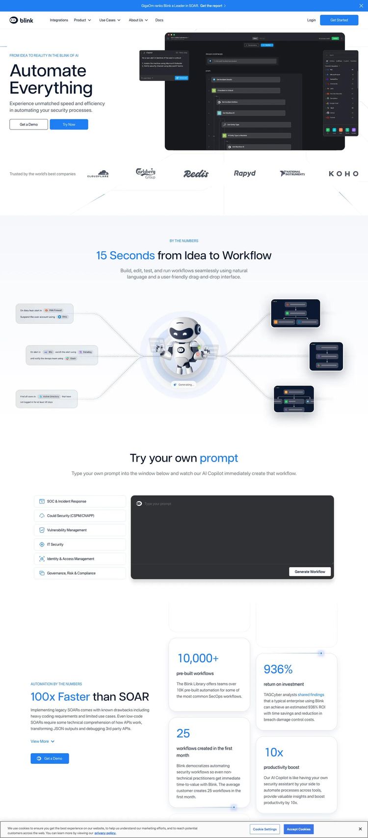 Screenshot 1 of Blink Ops (Example Webflow SaaS Website)