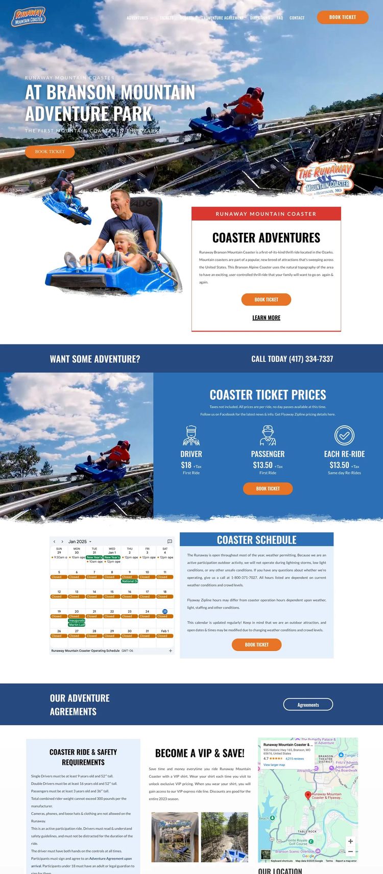 Screenshot 1 of Branson Mountain Adventure (Example Duda Recreation Center Website)