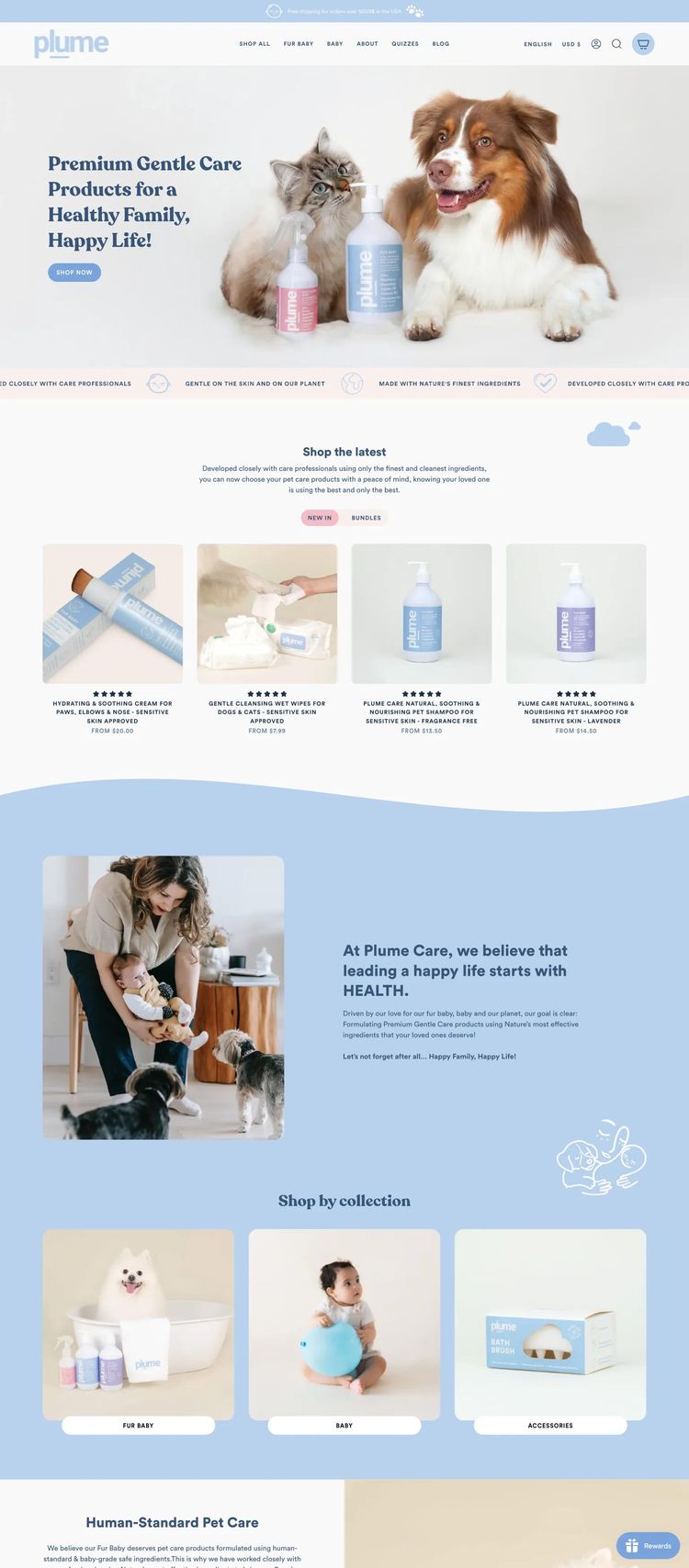 Screenshot 2 of Plume (Example Shopify Pet Website)