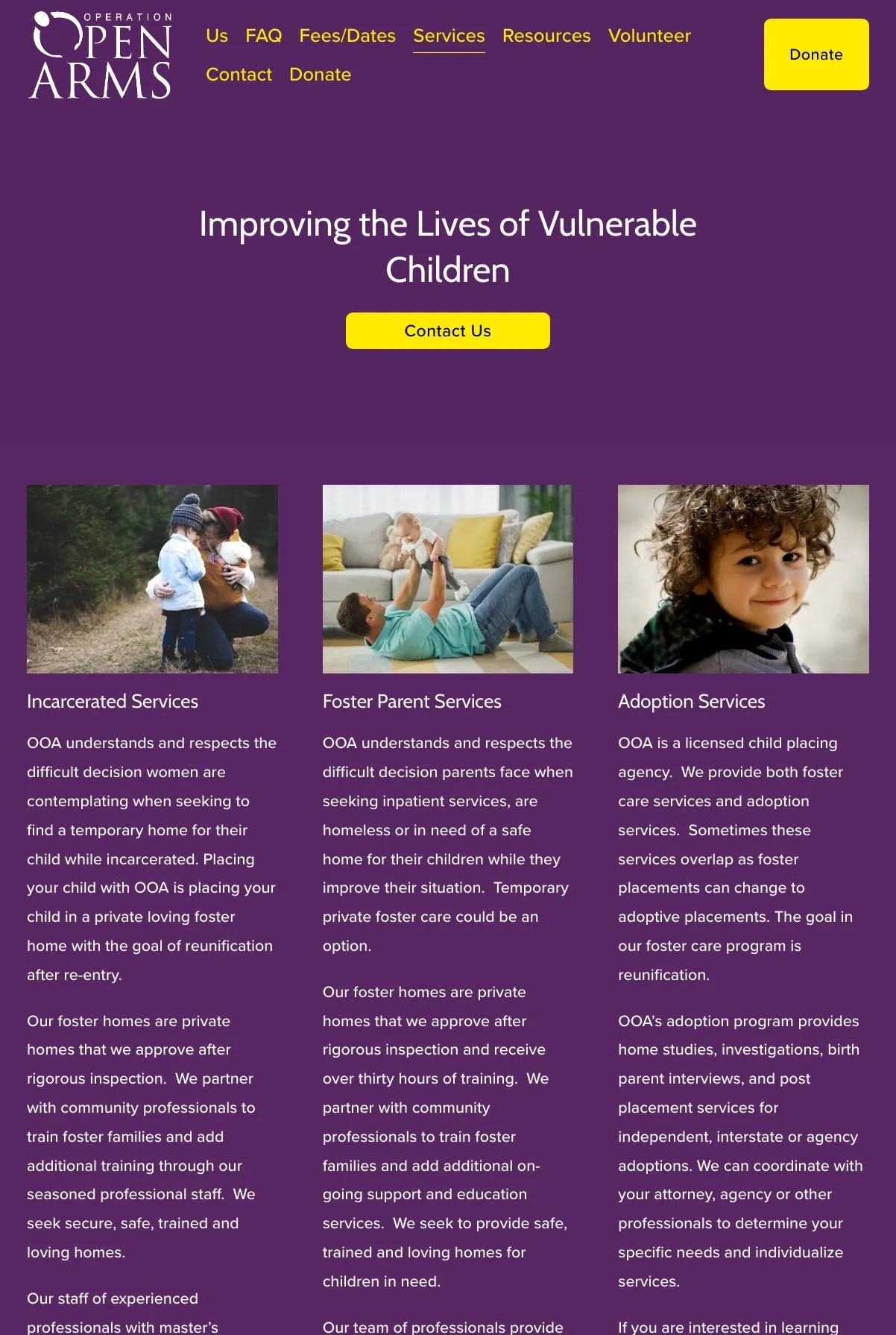 Screenshot 3 of Operation Open Arms (Example Squarespace Nonprofit Website)