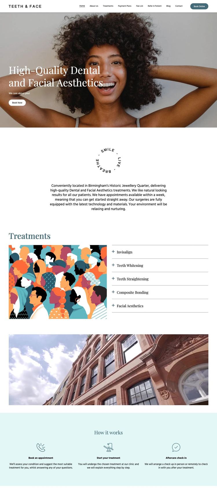 Screenshot 1 of Teeth & Face (Example Squarespace Dentist Website)