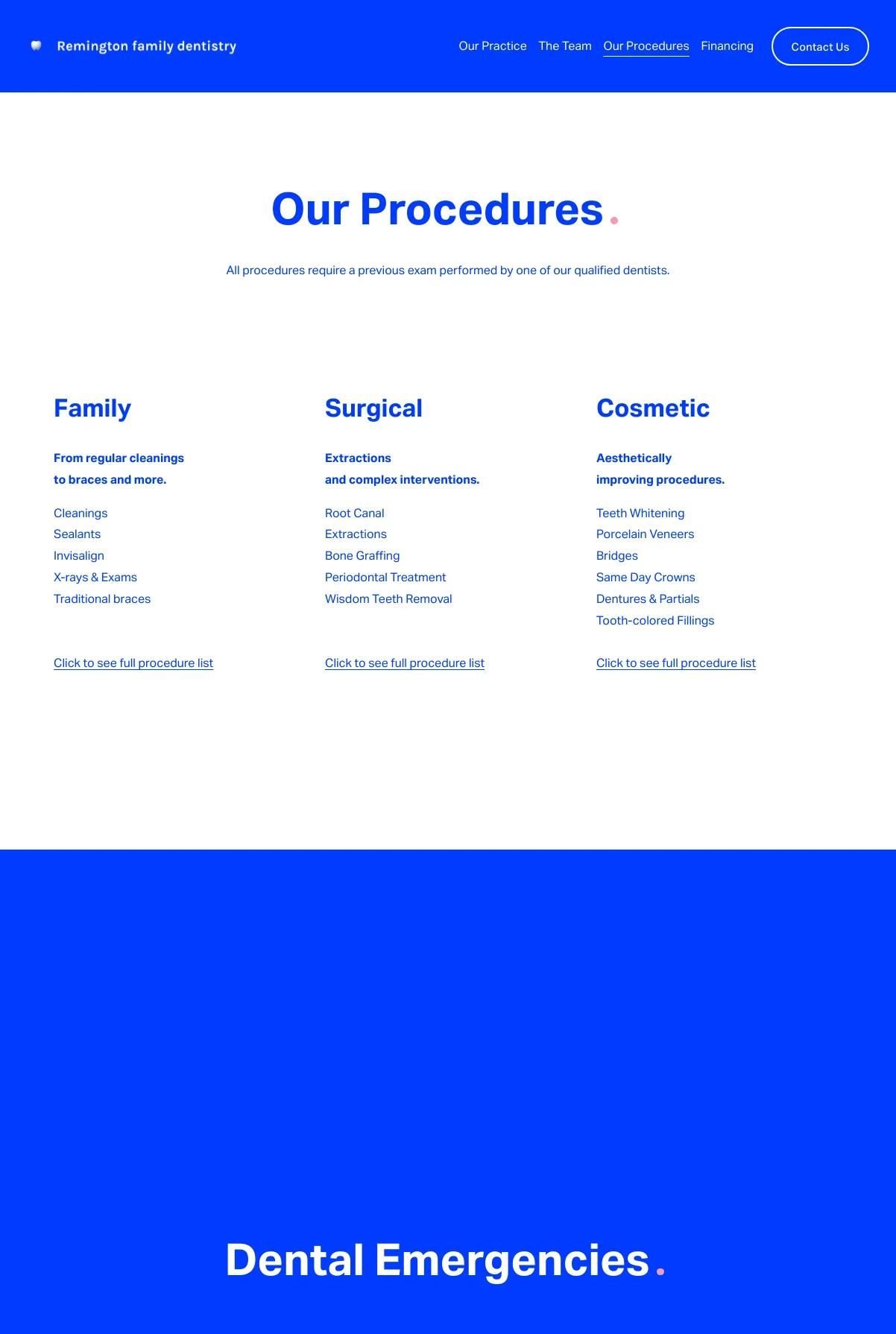 Screenshot 2 of Remington Family Dentistry (Example Squarespace Dentist Website)