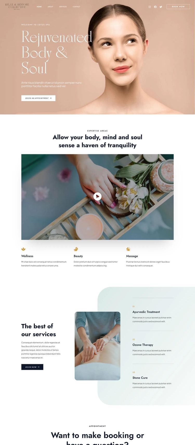 Screenshot 2 of Lotus Spa (Example WordPress Spa Services Website)