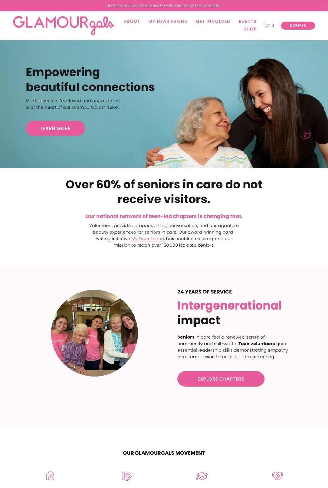 Screenshot 1 of GlamourGals Foundation (Example Squarespace Nonprofit Website)