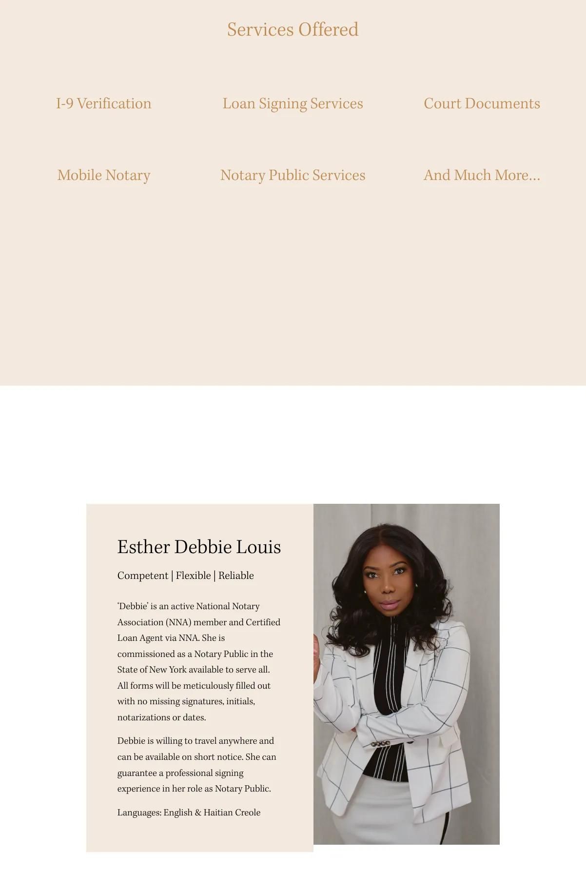 Screenshot 2 of A La Mode Notary (Example Squarespace Notary Website)