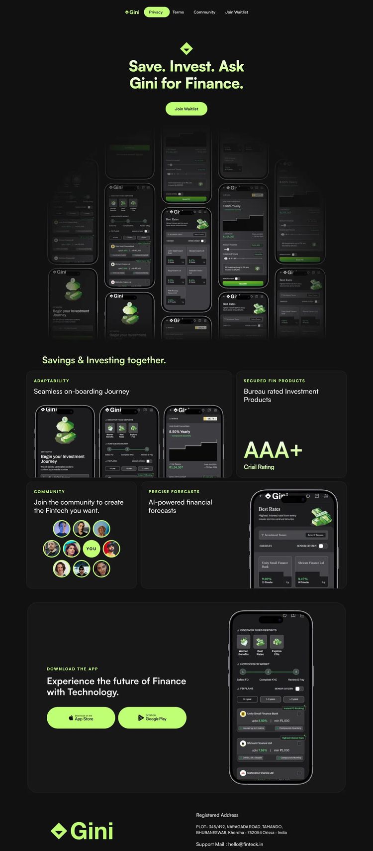 Screenshot 2 of Gini (Example Framer Mobile App Website)