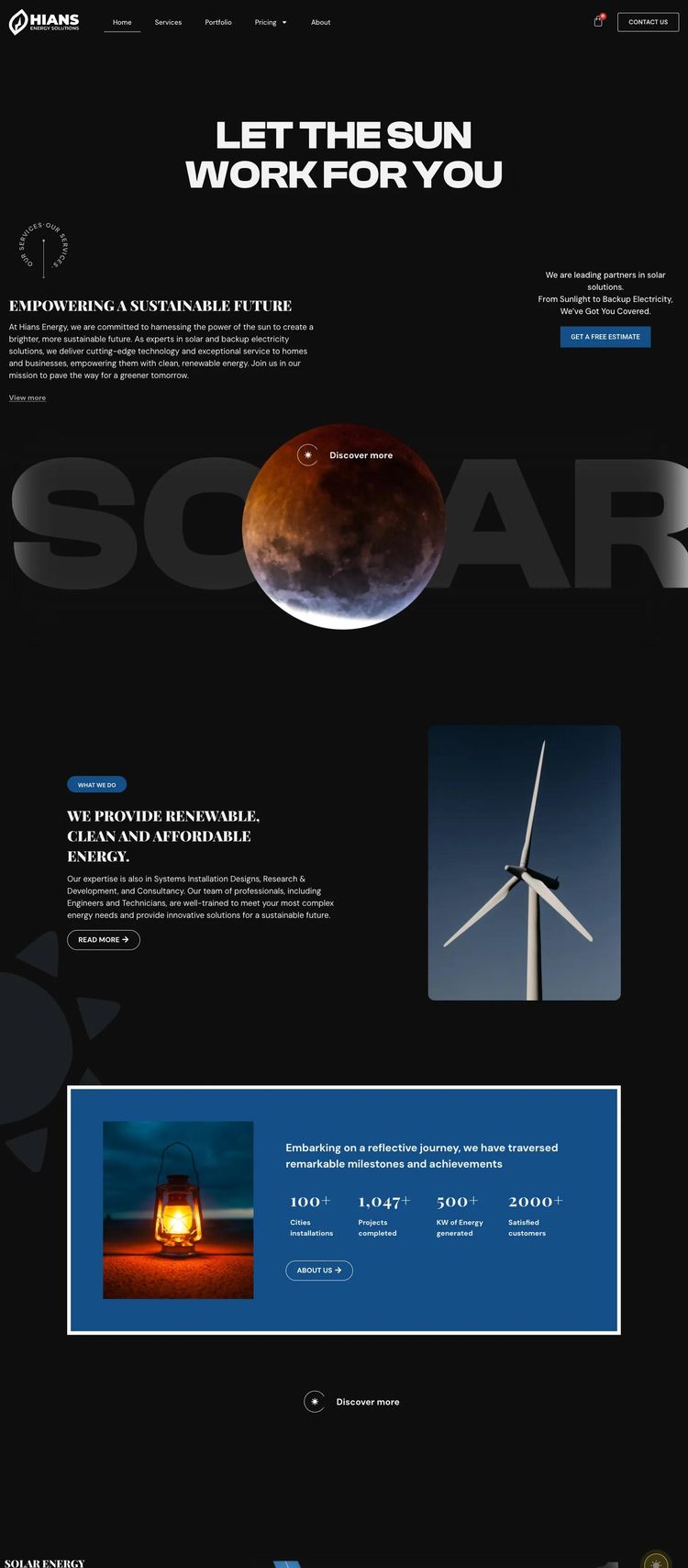 Screenshot 2 of Hians Energy (Example WordPress Solar Website)