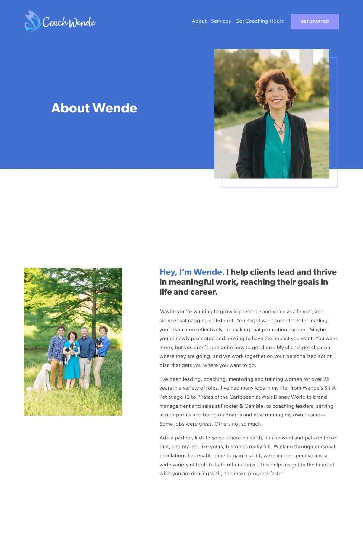 Screenshot 2 of Coach Wende (Example Squarespace Coach Website)