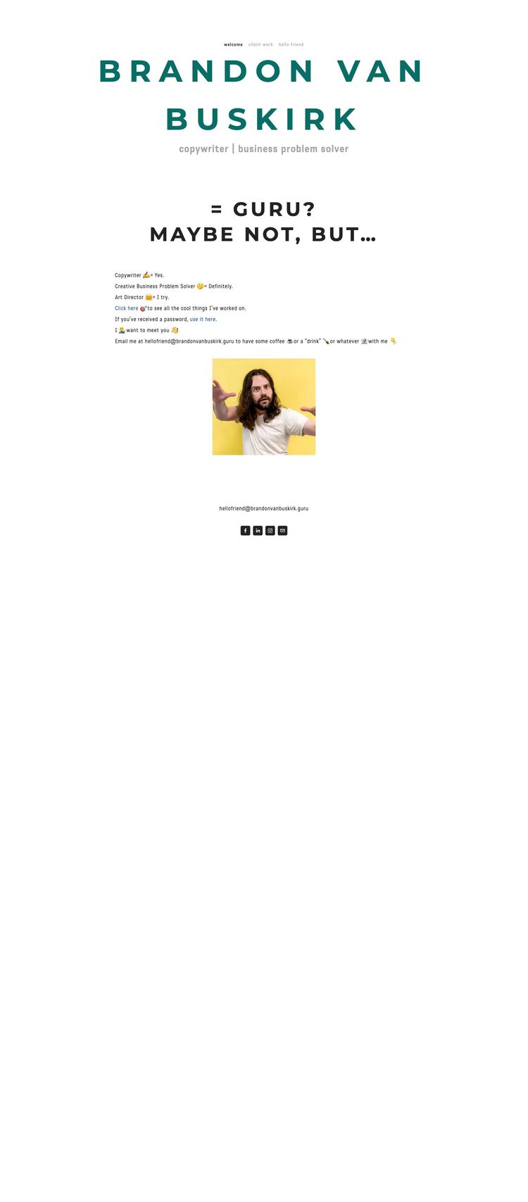 Screenshot 1 of Brandon Van Buskirk (Example Squarespace Copywriter Website)